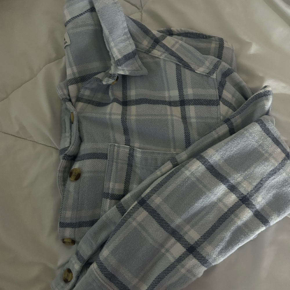 Plaid Women's Flannel in Blue and Gray